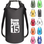 Khkui - noir 15l sac etanche polyvalent, 2l / 5l / 10l / 15l / 20l / 30l waterproof dry bag avec longue ...