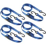 Kit de 4 sangles d'arrimage - master lock - 4367eurdat - avec crochets et cliquet - 5m x 25mm - bleu