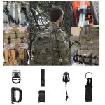 Kit d'accessoires multi - usages, 35 pi�ces, mousquetons avec pochettes molle, anneau en d, equipement ...