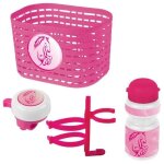 Kit accessoires v�lo enfant rose cyclingcolors - panier, sonnette, bidon