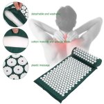 Kit d 'acupression tapis coussin de massage pour yoga traitement des douleurs tensions vert 6842cm