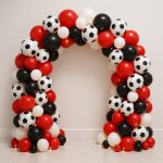 Kit d'arche de ballons de football rouge et noir avec accessoires pour garçons et filles, anniversaire, ... Kit d'arche de ballons de football rouge et noir avec accessoires pour garçons et filles, anniversaire, ...