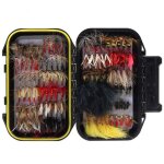Kit d'assortiment de mouches sches et humides avec bote etanche pour la pche a la truite, 120 pices ...