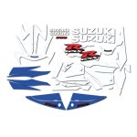 Kit autocollants compatible avec moto de route suzuki gsxr 750 2002 bleue