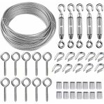 Kit de cble mtallique en acier inoxydable de 30 m / 2 mm avec tendeur de cble robuste m5, kit de rouleau ...