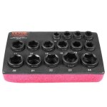 Kit douilles a chocs ultra - courtes 3 / 8  - vevor - m�trique 10 - 24 mm - kit pour cl� a cliquet 15pcs ...