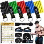 Kit elastique musculation, 5 elastic musculation, elastique sport avec grandes poignes, sangles de cheville, ...