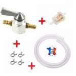 Kit essence universel : robinet 5mm 6mm gris + collier + durite + filtre a carburant moto mobylette tondeuse ...