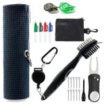 Kit de golf essentiel : serviette, brosse de nettoyage, outil de relève - pitch, kit d'alignement et ... Kit de golf essentiel : serviette, brosse de nettoyage, outil de relève - pitch, kit d'alignement et ...