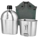 Kit de gourde militaire 2 pièces 1000 ml 600 ml en acier inoxydable avec housse pour camping, randonnée ... Kit de gourde militaire 2 pièces 1000 ml 600 ml en acier inoxydable avec housse pour camping, randonnée ...