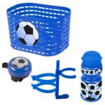 Kit panier bidon sonnette velo enfant bleu football v�lo cycle enfant corbeille draisienne tricycle trottinett ...