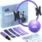 Kit pilates maison ¿ cercle pilates accessoires avec mini ballon, 4 bandes de rsistance, poster & sac ...