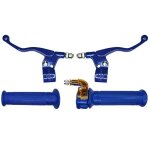 Kit poign�e moto mobylette acc�l�rateur levier gauche droit guidon 22 mm bleu
