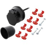 Kit prise remorque femelle - 7pin - 12vdc - cable 1. 5m - nickele
