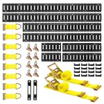 Kit de rails d'arrimage e - track - duoku - 8 rails - 36 accessoires : 2 sangles a cliquet - 8 anneaux ...