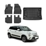 Kit tapis de sol et coffre pour fiat 500l 2012 - 2022 en caoutchouc noir