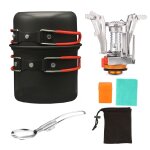 Kit d'ustensiles de cuisine de camping portables, casserole de cuisson en plein air, randonne pique ...
