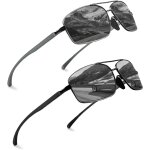 Kjakl - 2 pack lunettes de soleil polarisées pour homme pilote rectangulaires lunettes ultralégères verres ... Kjakl - 2 pack lunettes de soleil polarisées pour homme pilote rectangulaires lunettes ultralégères verres ...