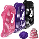 Kjakl - 3 paires chaussettes antidrapantes de yoga et pilates chaussettes anti drapantes pour femme ...