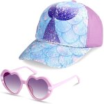 Kjakl - casquettes de baseball et lunettes de soleil pour filles, pailletée sirènes réglable chapeau ... Kjakl - casquettes de baseball et lunettes de soleil pour filles, pailletée sirènes réglable chapeau ...