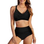 Kjakl - maillot de bain femme 2 pieces taille haute bikinis ventre plat maillots deux pices push up ...