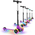 Ksfal - a6 trottinette enfants 3 ans, trotinette a 3 roues led roues lumineuses et deck, 4 rglables ...