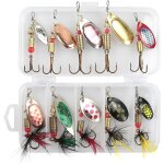 Kwex - 10 pi�ces leurres de p�che kit cuillers de p�che clignotant leurre peche carnassier en m�tal spinnerbai ...