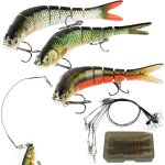 Kwex - leurres de pche articuls 3pcs avec bas de ligne avec bote de rangement pche fil de pche noir ...