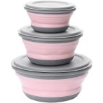 Kyaoayo - lot de 3 bols pliables en silicone portable pliable camping botes de conservation rondes bote ...