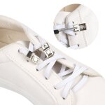 Lacets de chaussures elastiques sans cravate pour baskets, cordes de chaussures blanc