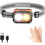 Lampe frontale 3000 lumens rechargeable usb - c, lampe frontale led, etanche avec capteur de mouvement ...