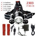 Lampe frontale a 5 led cree xml t6, rechargeable, 8000 lumens, haute puissance, lampe torche, 18650