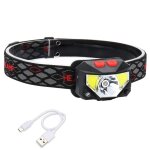 Lampe frontale - lampe frontale a d�tecteur de mouvement, rechargeable, avec piles int�gr�es et usb, ...