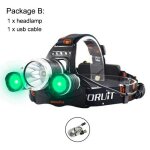 Lampe frontale haute puissance uv a led cree xml t6, 5000 lumens, lampe torche rechargeable par usb, ...