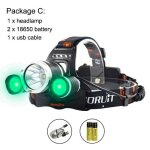 Lampe frontale haute puissance uv a led cree xml t6, 5000 lumens, lampe torche rechargeable par usb, ...