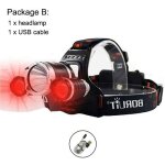 Lampe frontale haute puissance uv a led cree xml t6, 5000 lumens, lampe torche rechargeable par usb, ...