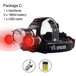 Lampe frontale haute puissance uv a led cree xml t6, 5000 lumens, lampe torche rechargeable par usb, ...