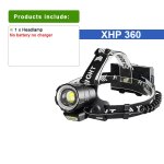 Lampe frontale super haute puissance xhp360, phare led etanche, lanterne d'urgence rechargeable, pour ... Lampe frontale super haute puissance xhp360, phare led etanche, lanterne d'urgence rechargeable, pour ...