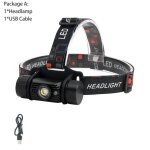 Lampe frontale a induction rj - 020 led, torche avec dtecteur de mouvement, 18650 lumens, rechargeable, ...