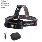 Lampe frontale a induction rj - 020 led, torche avec dtecteur de mouvement, 18650 lumens, rechargeable, ...