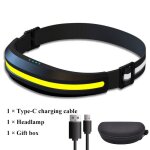 Lampe frontale led cob portable pour touristes, sources lumineuses rouges et blanches, lampe de travail, ...
