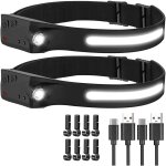 Lampe frontale a led avec d�tecteur de mouvement, faisceau large de 230 degr�s, 2cob, lampe frontale ...