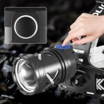 Lampe frontale led puissante xhp70 a longue porte, rechargeable, avec mise au point rglable, eclairage ...