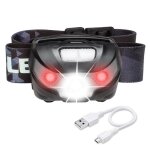 Le lampe frontale led rechargeable, orientable, cble usb inclus, 5 modes 6000k