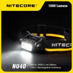 Lampe frontale nu40, 1000lumens, rechargeable, lumire blanche, rouge, pour les sentiers, la course, ...