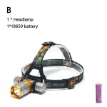 Lampe frontale de plonge etanche, eclairage led, t6, 5800lm, avec batterie 18650 et chargeur ac - type ...