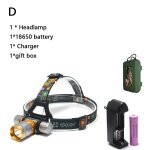 Lampe frontale de plonge etanche, eclairage led, t6, 5800lm, avec batterie 18650 et chargeur ac - type ...