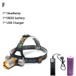 Lampe frontale de plonge etanche, eclairage led, t6, 5800lm, avec batterie 18650 et chargeur ac - type ...