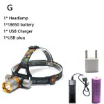 Lampe frontale de plonge etanche, eclairage led, t6, 5800lm, avec batterie 18650 et chargeur ac - type ...