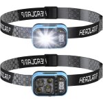 Lampe frontale rechargeable, lot de 2 lampes frontales led super lumineuses rechargeables, etanches, ...